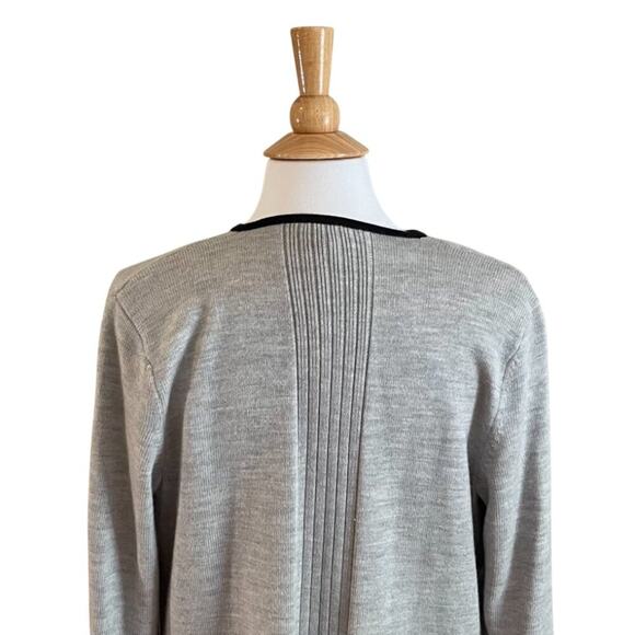 Talbots Gray Merino Wool Blend Long Cardigan Coat / Duster Open Front, Size LP - Picture 4 of 10